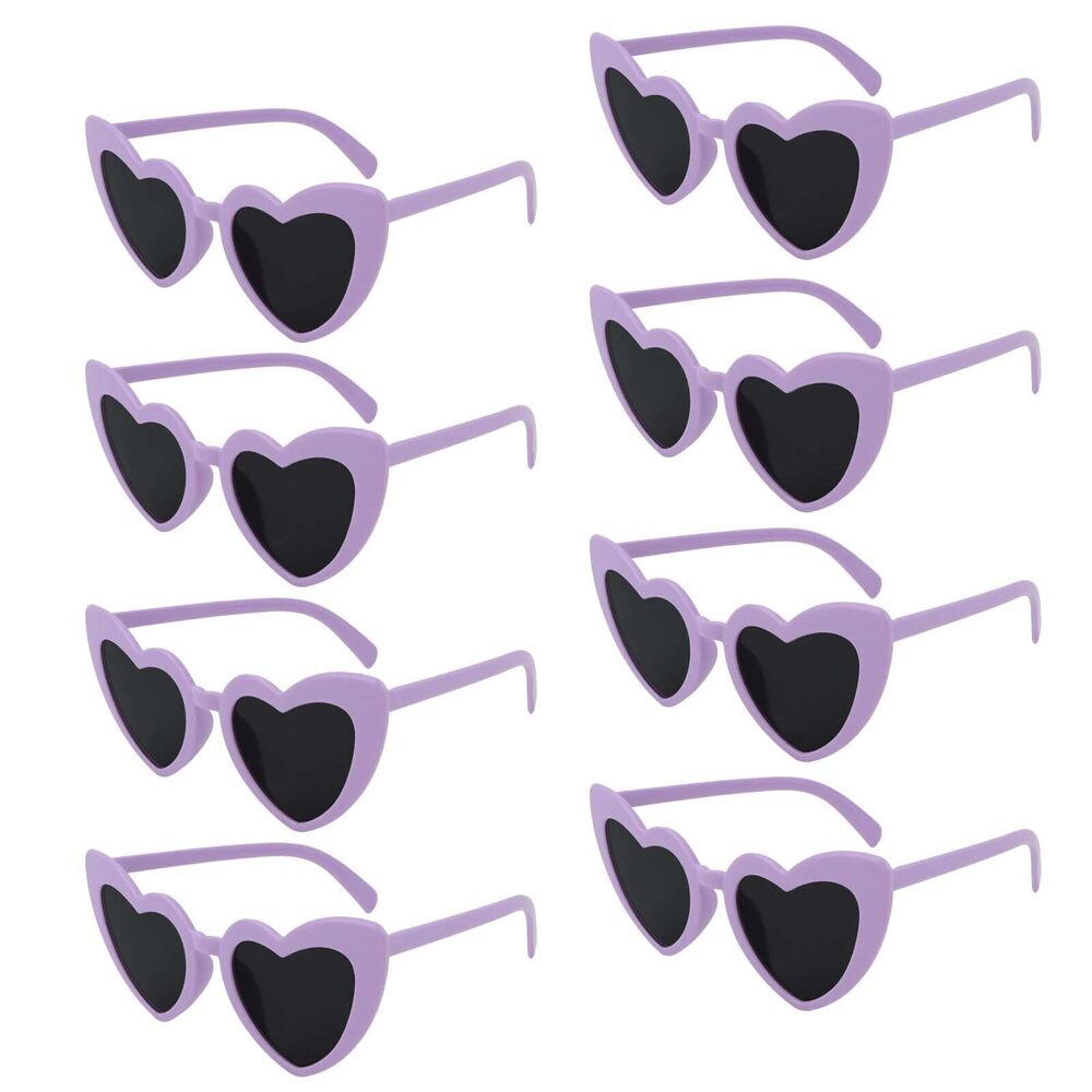 2935 Heart Sunglasses Purple 8 Pairs Bachelorette Party Heart Shaped
